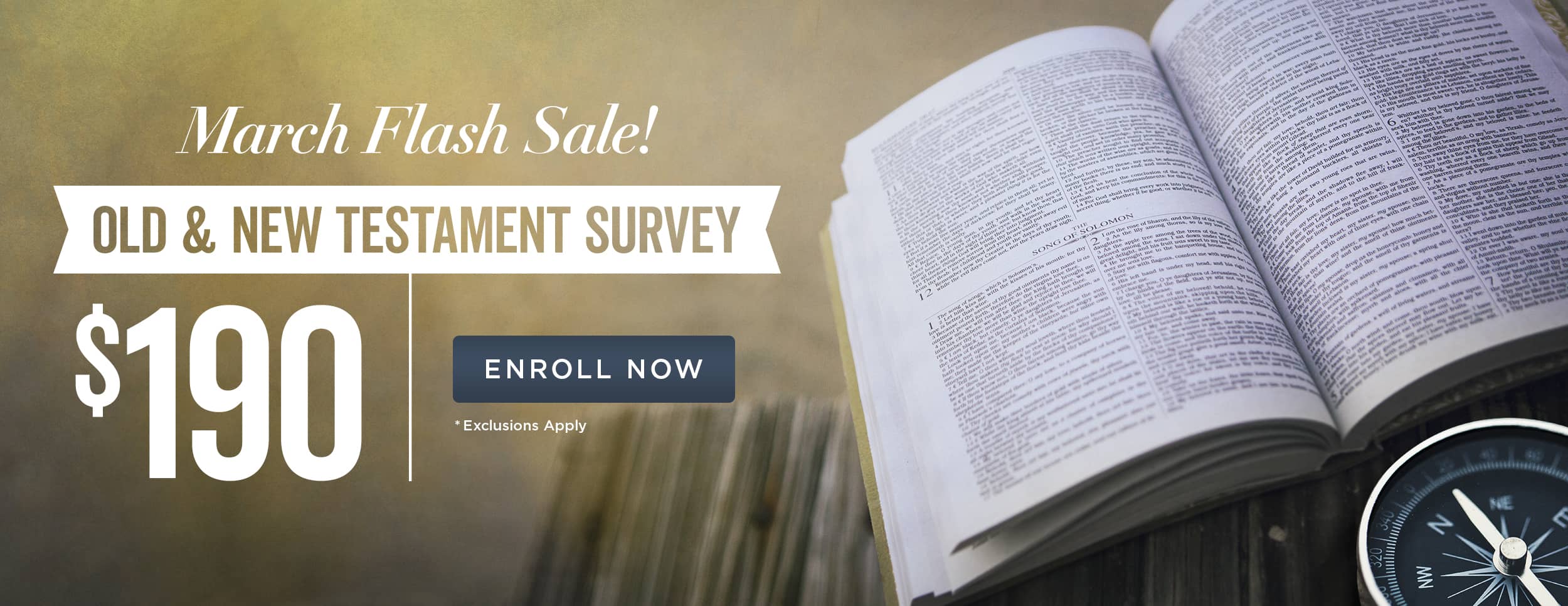 Old and New Testament March Flash Sale – Website Banner