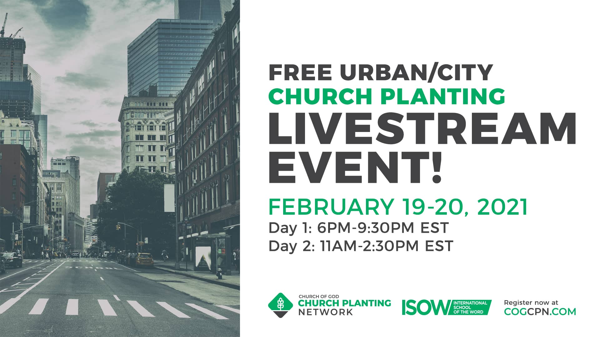 Urban Church Planting Free Webinar 2/19/21 - 2/20/21